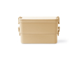 Plastic lunchbox met dubbel compartiment en bestek 2,3 L kleur beige