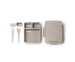 Lekvrije kunststof lunchbox met compartimenten en bestek 1L kleur beige