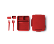 Lekvrije kunststof lunchbox met compartimenten en bestek 1L kleur rood