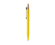 Balpen met metalen clip en bamboe drukknop, blauwe inkt kleur geel