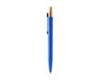 Balpen met metalen clip en bamboe drukknop, blauwe inkt kleur koningsblauw