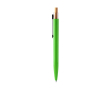 Balpen met metalen clip en bamboe drukknop, blauwe inkt kleur groen