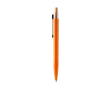 Balpen met metalen clip en bamboe drukknop, blauwe inkt kleur oranje