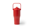 Thermofles van roestvrij staal met knopopening 550 ml kleur rood