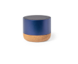 Speaker van gerecycled aluminium met kurken voet 3W vermogen kleur marineblauw