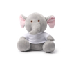Zittende dierenknuffel met bedrukbaar wit T-shirt kleur grijs