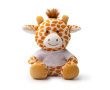 Zittende dierenknuffel met bedrukbaar wit T-shirt kleur rood-bruin