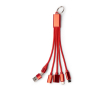7-in-1-multilaadkabel van gerecycled aluminium kleur rood