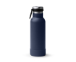 Fles van gerecycled roestvrij staal met openingsknop 480 ml kleur marineblauw