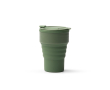 Opvouwbare siliconen beker met matte afwerking en ring 400 ml kleur donkergroen
