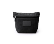 Corduroy toilettas met ritssluiting en patch van synthetisch leer kleur zwart