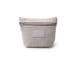 Corduroy toilettas met ritssluiting en patch van synthetisch leer kleur grijs
