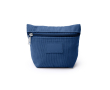 Corduroy toilettas met ritssluiting en patch van synthetisch leer kleur marineblauw