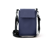 Schoudertas van kunstleer met voering en klittenbandsluiting kleur marineblauw