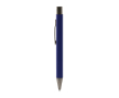 Drukpen van gerecycled aluminium met rubber coating, blauwe inkt kleur marineblauw