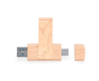 Lichte houten USB-stick met clip en dubbele Type-C aansluiting kleur hout