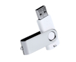 Stevige USB-stick van gerecycled plastic met draaibare metalen clip kleur wit