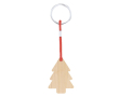 Kerstsleutelhanger van bamboe in de vorm van een kerstboom kleur hout