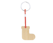 Kerstsleutelhanger van bamboe in de vorm van een kerstlaars kleur hout