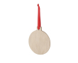 Houten kerstversiering in de vorm van een kerstbal met rood lint kleur hout