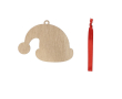 Houten kerstversiering in de vorm van een kerstmuts met rood lint kleur hout