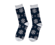 Zachte kerstsokken van polyester in transparante kerstbal kleur marineblauw