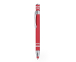 Aluminium pen met drukmechanisme en stylus kleur rood