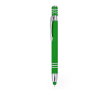 Aluminium pen met drukmechanisme en stylus kleur groen