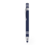 Aluminium pen met drukmechanisme en stylus kleur marineblauw