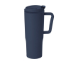 Thermosbeker van gerecycled PP met ergonomische handgreep 800ml kleur marineblauw