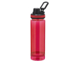 Transparante matte fles van RPET met zwart deksel 700ml kleur rood