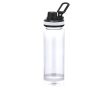 Transparante matte fles van RPET met zwart deksel 700ml kleur doorzichtig