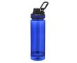 Transparante matte fles van RPET met zwart deksel 700ml kleur blauw