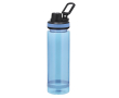 Transparante matte fles van RPET met zwart deksel 700ml kleur lichtblauw