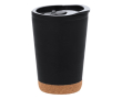 Take away beker met dubbele wand en kurkdetail aan de onderkant 260ml kleur zwart
