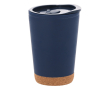 Take away beker met dubbele wand en kurkdetail aan de onderkant 260ml kleur marineblauw