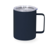 Thermosmok van roestvrij staal met rubberen afwerking en deksel 400ml kleur marineblauw