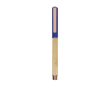 Rollerpen van bamboe en aluminium met roségouden details blauwe inkt kleur blauw