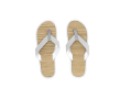 Slippers met stro-oppervlak en bandjes van kunstleer kleur wit