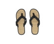 Slippers met stro-oppervlak en bandjes van kunstleer kleur zwart