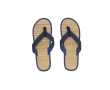 Slippers met stro-oppervlak en bandjes van kunstleer kleur marineblauw