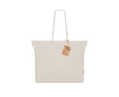 Tas van gerecycled katoen met vouw en katoenen handgrepen, 220 g/m² kleur naturel