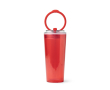 Lekvrije transparante beker met rietje en klaphandvat 670 ml kleur rood