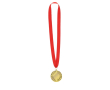 Klassieke winnaarsmedaille met gouden afwerking en rood lint kleur goud