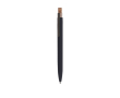 Gerecycled aluminium balpen met kurken drukknop en blauwe inkt kleur marineblauw