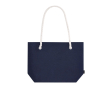 Gerecycled vilten tas met katoenen trekkoord hengsels en vouwbodem kleur marineblauw