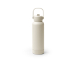 Dubbelwandige gerecyclede RVS-fles met handgreep en rietje 730 ml kleur beige