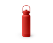 Dubbelwandige gerecyclede RVS-fles met handgreep en rietje 730 ml kleur rood