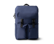 Rugzak van gerecycled polyester met klep en gespen 15\" kleur marineblauw