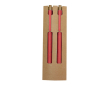 Set van balpen met blauwe inkt en eindeloos potlood van tarwestro kleur rood